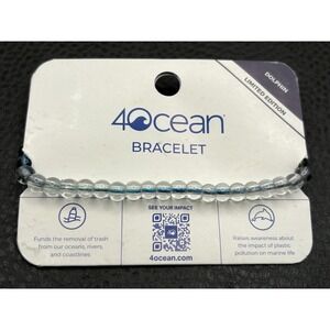 4ocean Dolphin Limited Edition Beaded Bracelet Recycled Ocean Plastic Blue